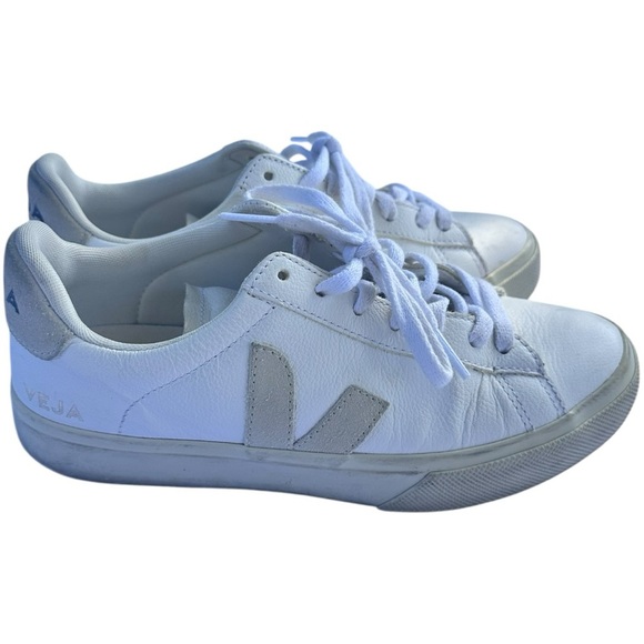 Veja Women's Campo Leather White/Grey Sneakers Shoes, sz 7 - Picture 1 of 12